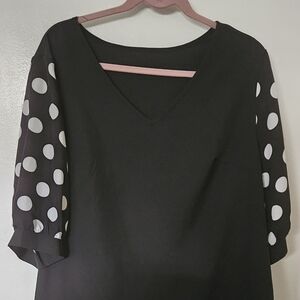 Black Polka Dot Sleeve Women's Top